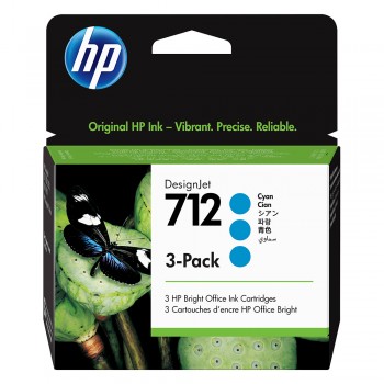 HP 712 Cyan DesignJet Ink Cartridge 3-Pack