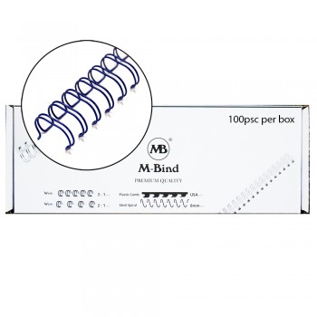 M-Bind Double Wire Bind 2:1 A4 - 3/8"(9.5mm) X 23 Loops, 100pcs/box, Blue