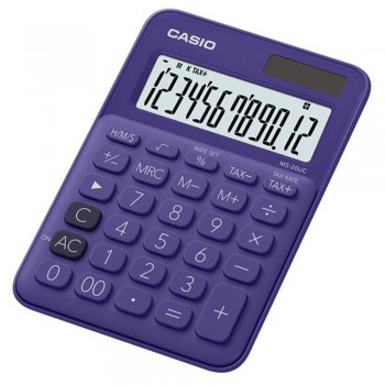 Casio Colourful Calculator - 12 Digits, Solar & Battery, Tax & Time Calculation, Purple (MS-20UC-PU)