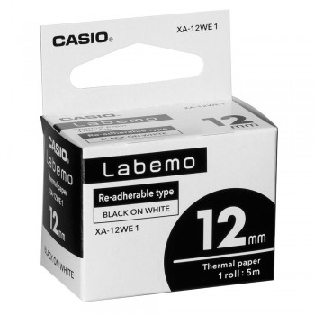 Casio Labemo Tape - 12mm x 5m, Black on White (XA-12WE1)