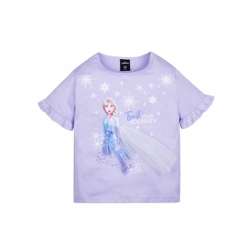 Frozen 2 Series Elsa Snowflake Kids Tee - (Purple, Size 100)