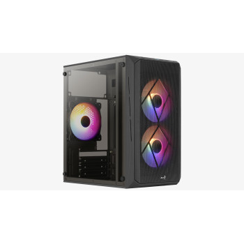 AEROCOOL CS-107-A-BK-V2 BLACK MINI TOWER CASE WITH 3 FRGB FAN