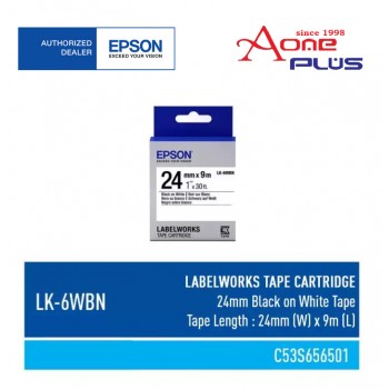 Epson LK-6WBN  LabelWorks Tape - 24mm Black on White Tape (Item no: EPS LK-6WBN)