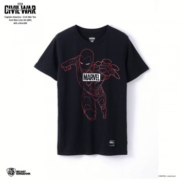 Marvel Captain America Civil War Tee Line Art - Black